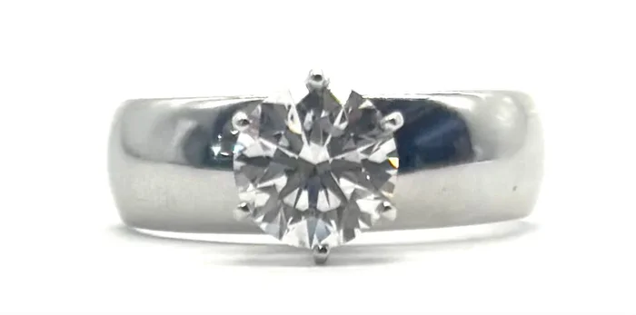 1.04ct Round Lab Diamond Ring- 6 Prong| 14k White Gold