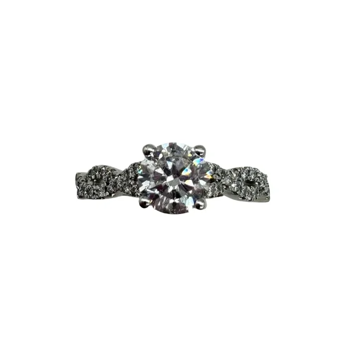 10K White Gold 1CTW Lab Diamond Twist Ring