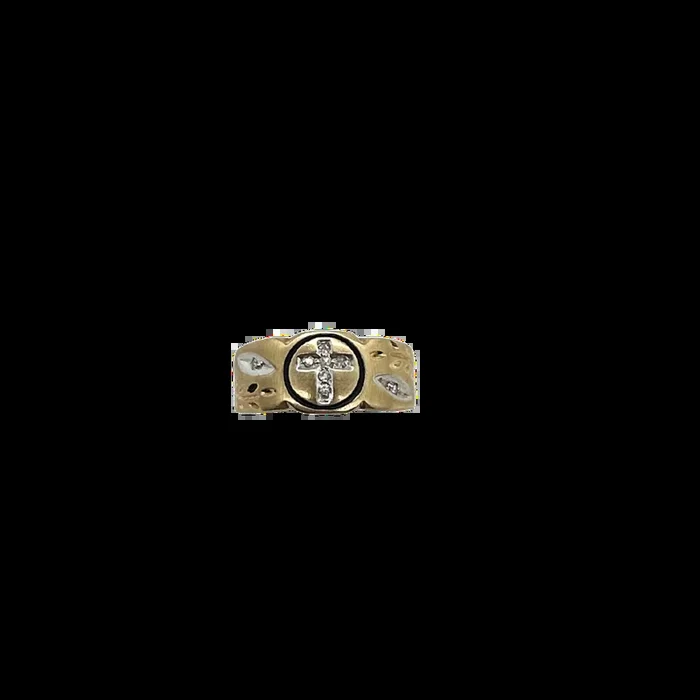 10k Yellow Gold Diamond Accent Cross Band