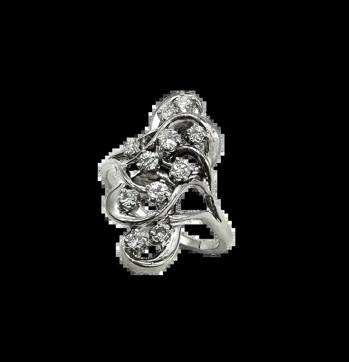 14k White Gold 1 ctw Diamond Freeform Cutout Ring