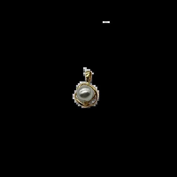 14k Yellow Gold Grey Pearl Framed Pendant