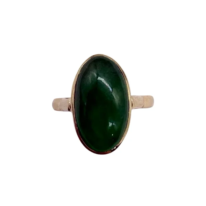14K Yellow Gold Jade Fancy Basket Ring