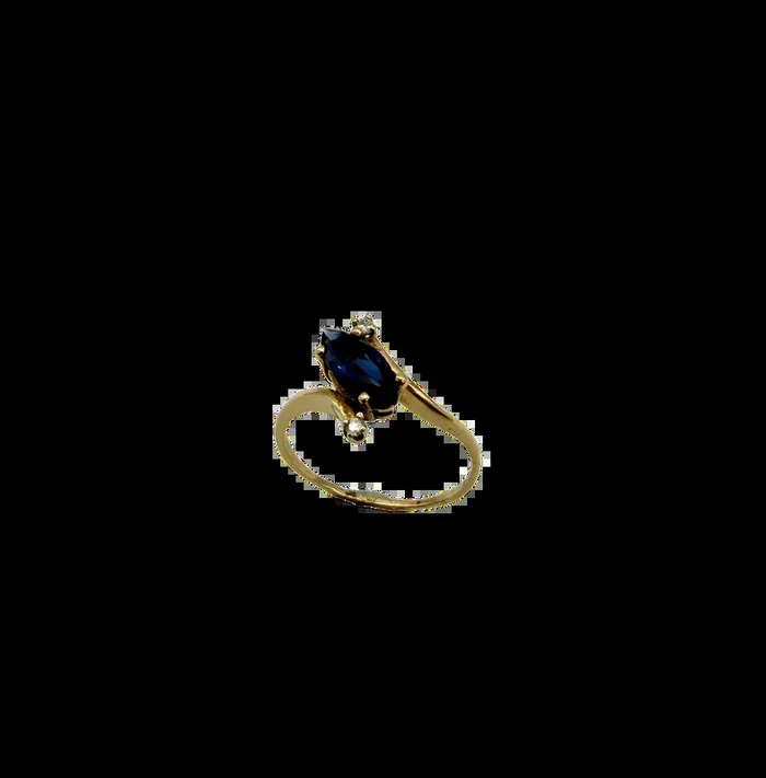 14k Yellow Gold Marquise Sapphire & Diamond Accented Bypass Ring