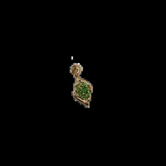 14K Yellow Gold Nine-Stone Emerald Cluster Bypass Pendant
