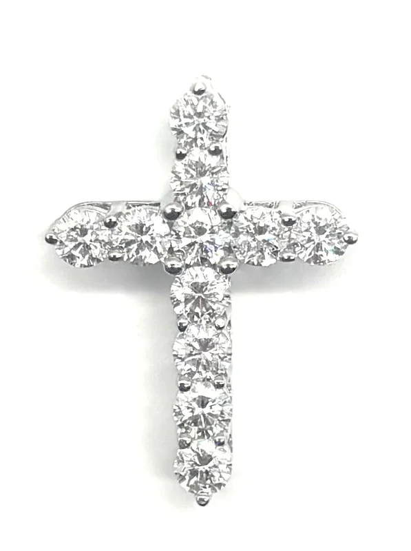 1CTW Lab Cross Pendant-14k White Gold