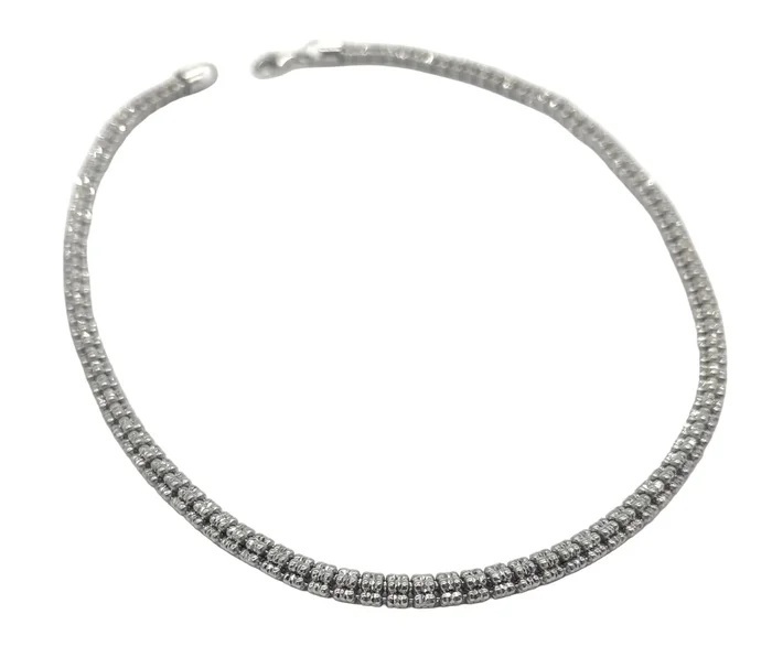 .925 Sterling Silver Diamond Cut Ice Bead Necklace- 18 inch