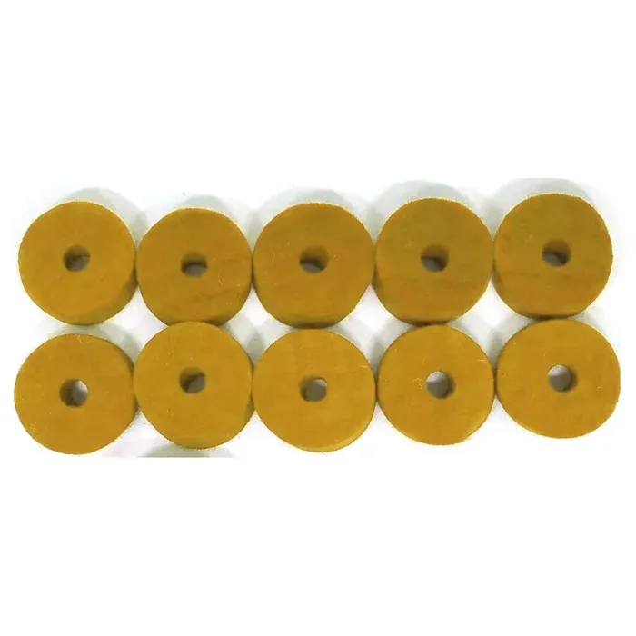 Ahead Yellow Wool Cymbal Felts, 10 pack 1.5″ x .5″