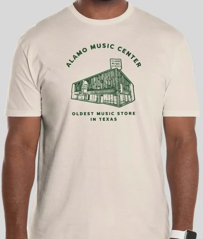 Alamo Music Store Front T-Shirt – Cream – Medium