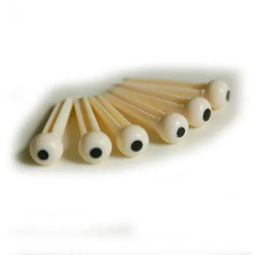 Allparts Bridge Pins Dotted – White Plastic (6 pieces)