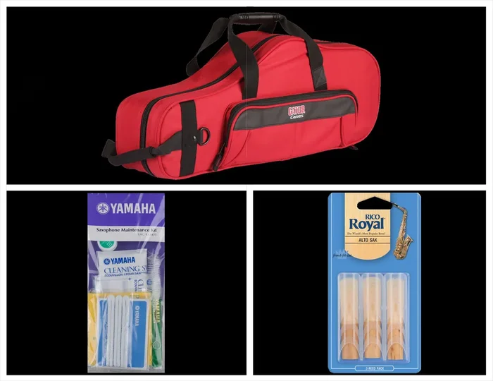 Alto Music Back To School Alto Sax Bundle with Red Gator Case and 2.0 Reeds