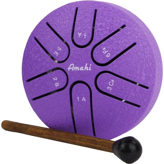 Amahi Steel Tongue Drum A Major Tuning | 3″ | Purple