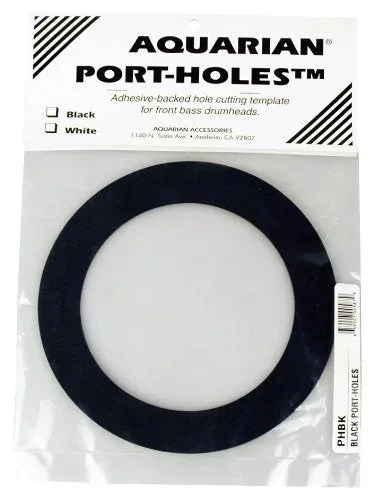 Aquarian PHBK Bass Drumhead 5″ Port-Hole – Black