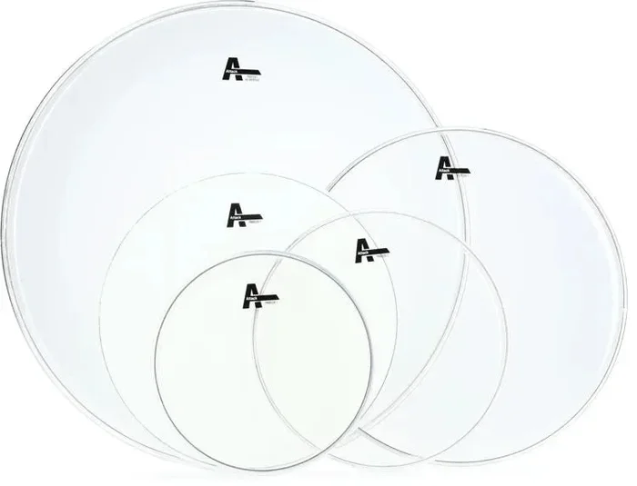 Attack Proflex 1 Rock 5-Piece Clear Drumheads Pack – 10″, 12″, 16″, 22″ with 14″ Coated Snare Head