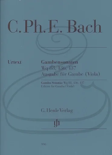 Bach, C.Ph.E. (Ensslin/Heinemann): Gamba Sonatas, Wq88, 136, 137 – URTEXT (viola & piano) Henle