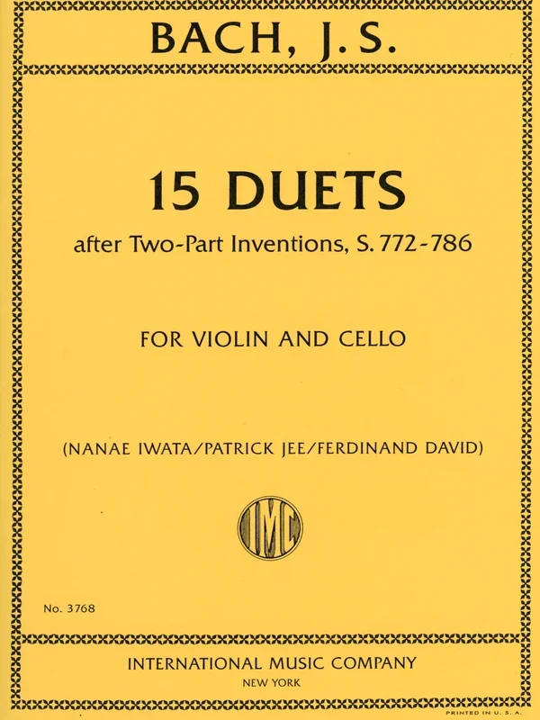 Bach, J.S. (David/Jee/Iwata): 15 Duets after Two-Part Inventions, S.772-786 – ARRANGED (violin & cello) International