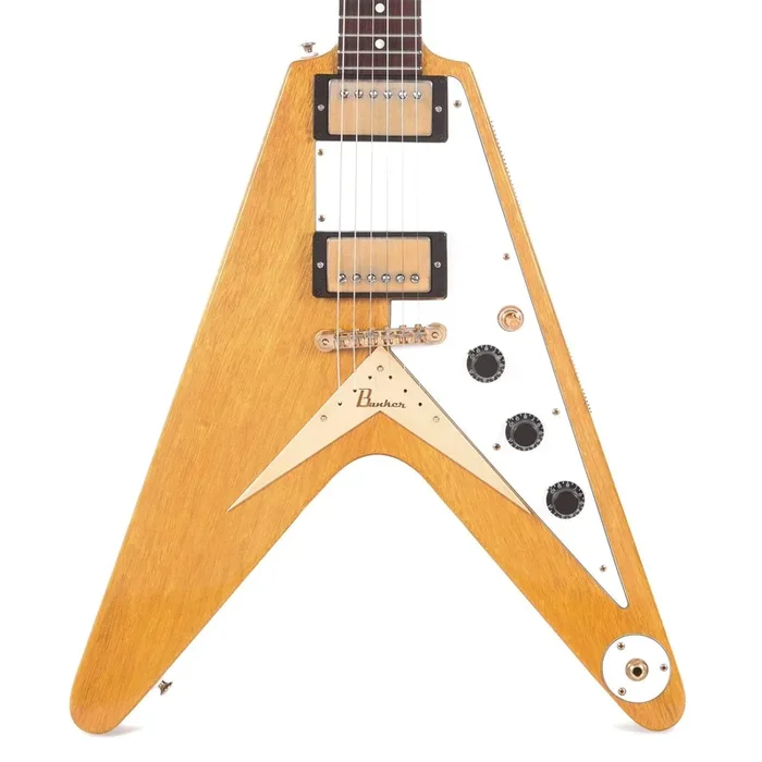 Banker Custom 58 Spec V Korina Natural Lightly Aged w/Brazilian Rosewood Fingerboard, OX4 Hot Duane Gold PAF Pickups, & 3-Ply White Pickguard