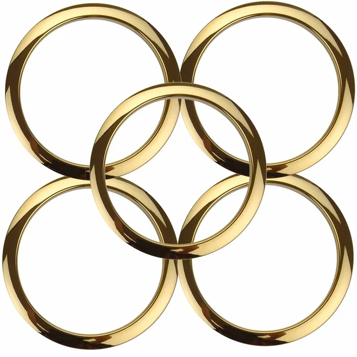 Bass Drum O’s 5″ Bass Drum Head Reinforcement Ring Brass 5 Pack Bundle