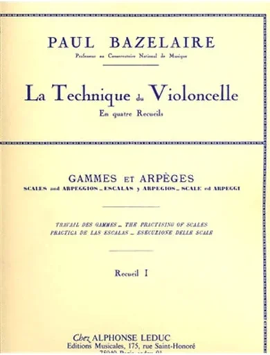 Bazelaire, Paul: La Technique du Violoncello-Scales Bk.1
