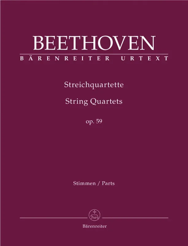 Beethoven (Del Mar): String Quartets, Op. 59 – URTEXT (string quartet parts) Barenreiter