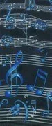Black Scarf with Blue Clef and Musical Notes