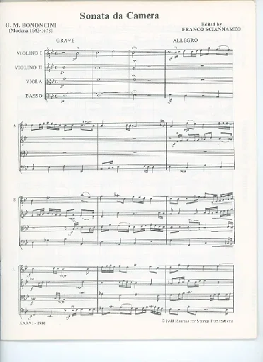 Bononcini, G.M. (Sciannameo): Sonata de Camera Op.III, No.16 (string quartet, string orchestra)