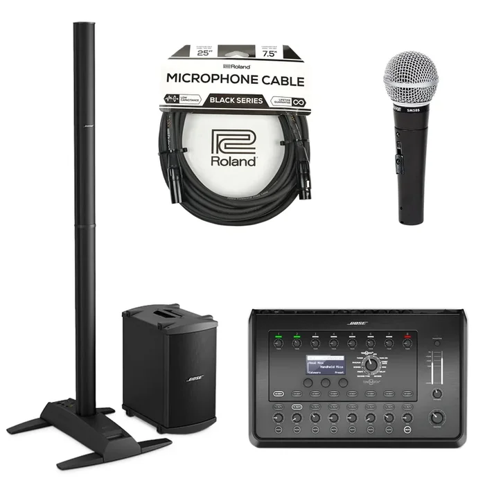 Bose L1 Model 1S B2 Bass Package PA System w/T8S ToneMatch Mixer, SM58S Mic and XLR Cable Bundle