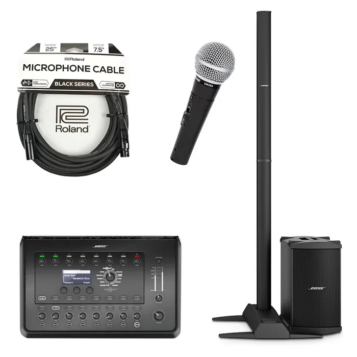 Bose L1 Model II B2 Bass Package PA System w/T8S ToneMatch Mixer, SM58S Mic and XLR Cable Bundle