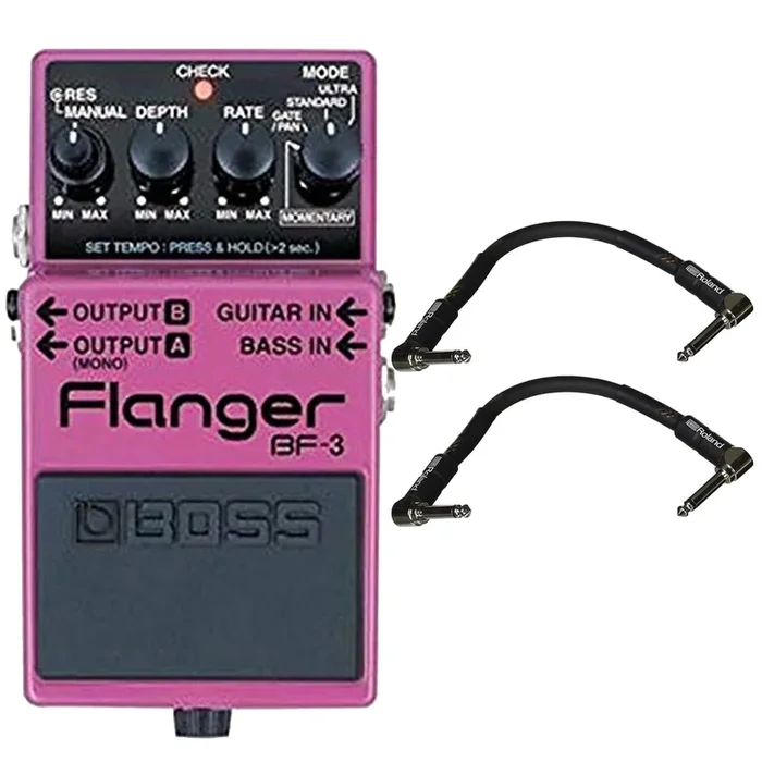 Boss BF-3 Flanger Bundle w/ 2 Roland Black Series 6 inch Patch Cables