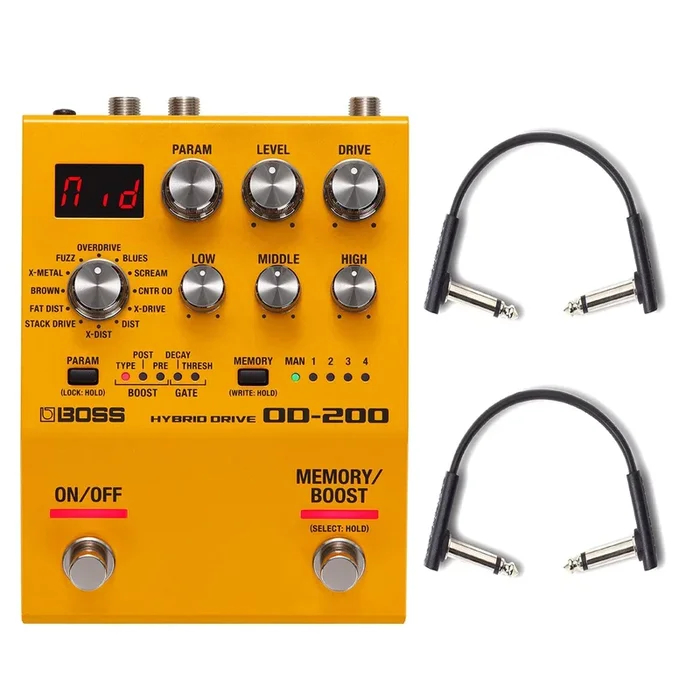 Boss OD-200 Overdrive w/RockBoard Flat Patch Cables Bundle