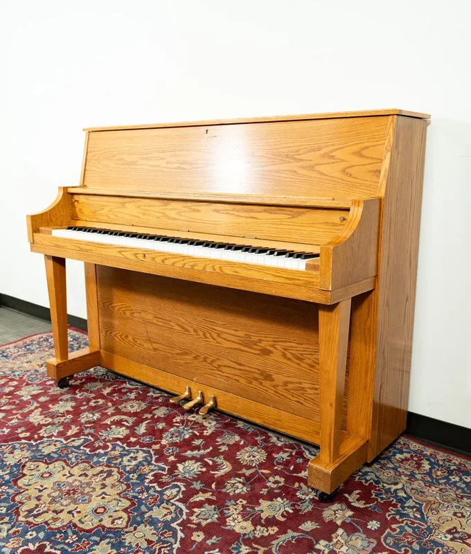 Boston 46″ UP118S Upright Piano | Satin Oak | SN: B132220 | Used
