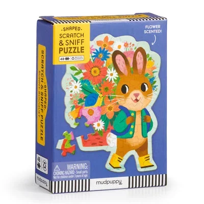 bunny bouquet 48 piece scratch & sniff shaped mini puzzle
