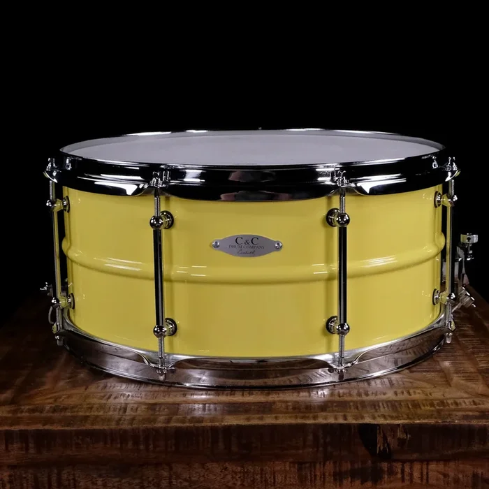 C&C Drum Co Painted Aluminum Snare 6.5×14 – Pale Yellow
