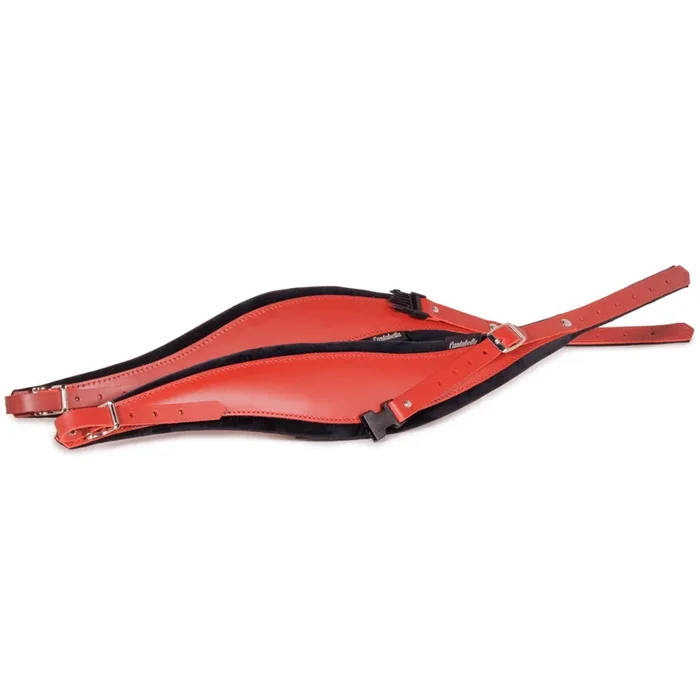 Cantabella Red Leather Black Edge Accordion Straps with Tag 9 cm Wide