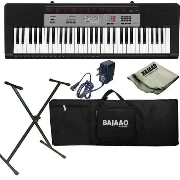 Casio CTK-1500 61-Key Standard Keyboard with Power Adapter, Stand, Polishing Cloth and Gig Bag