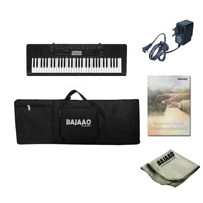 Casio CTK-3500 61 Key Portable Keyboard With Power Adapter, Gigbag, Cloth & Ebook