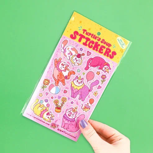 clown cats sticker sheet