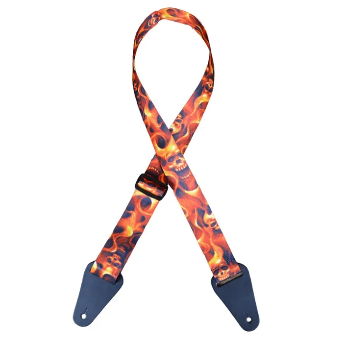 Colonial Leather – Fire Skull Printed Webbing Guitar Strap