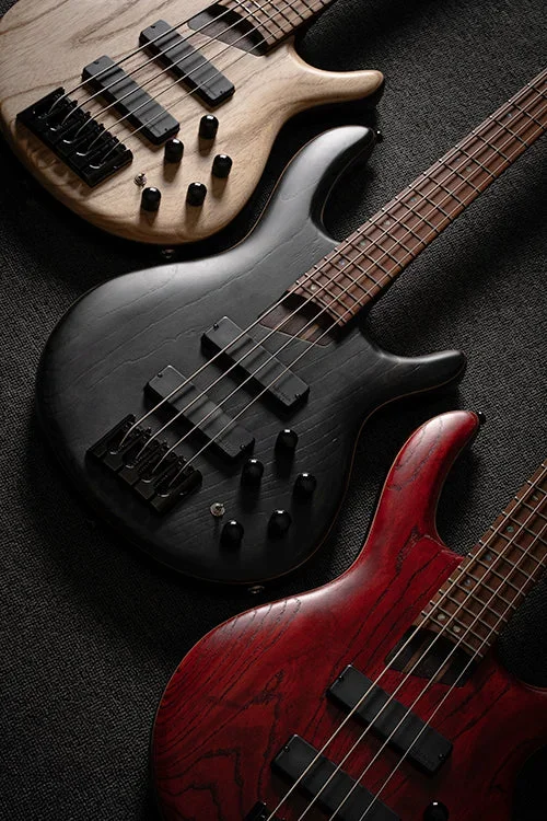 Cort Artisan Series B5 Element 5 String Bass Guitar, Open Pore Trans Black