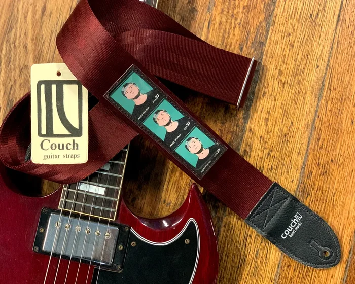 Couch Straps Couch Straps Andy Warhol Seatbelt Guitar Strap – Maroon