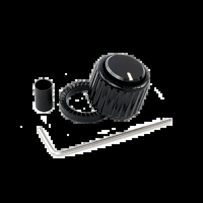 Cubierta de perilla de plástico D’addario Loknob con dientes dentados – Negra