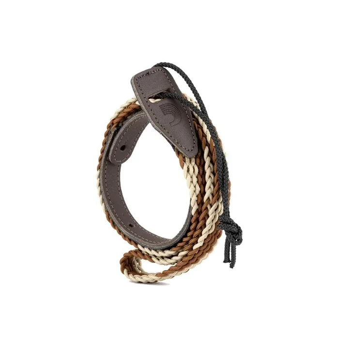 D’Addario 1″ Braided Mandolin Strap Brown/Cream