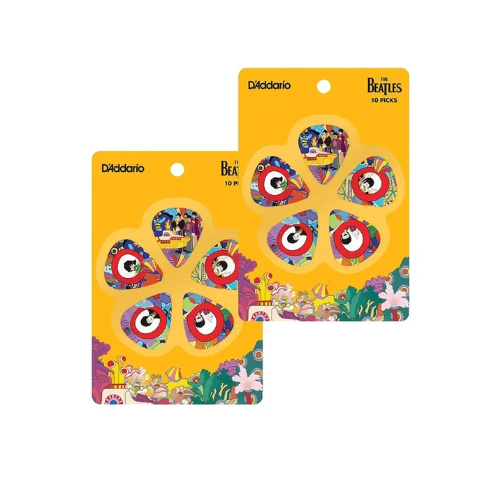 D’Addario Beatles Yellow Submarine 50th Annivesary Pick Pack Heavy 2 Pack (20) Bundle