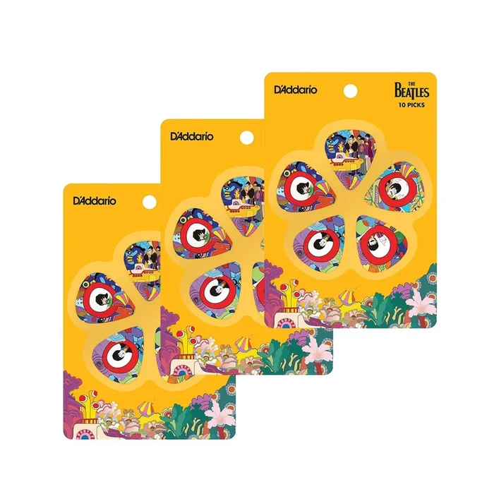 D’Addario Beatles Yellow Submarine 50th Annivesary Pick Pack Thin 3 Pack (30) Bundle