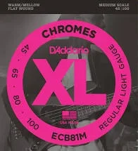 D’Addario ECB81M Chromes Flat Wound Electric Bass Strings Light Medium Scale
