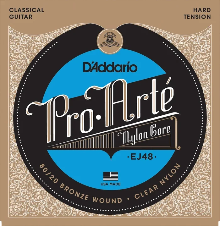 D’Addario EJ48 80/20 Bronze Pro-Arte Nylon Classical Guitar Strings, Hard Tension