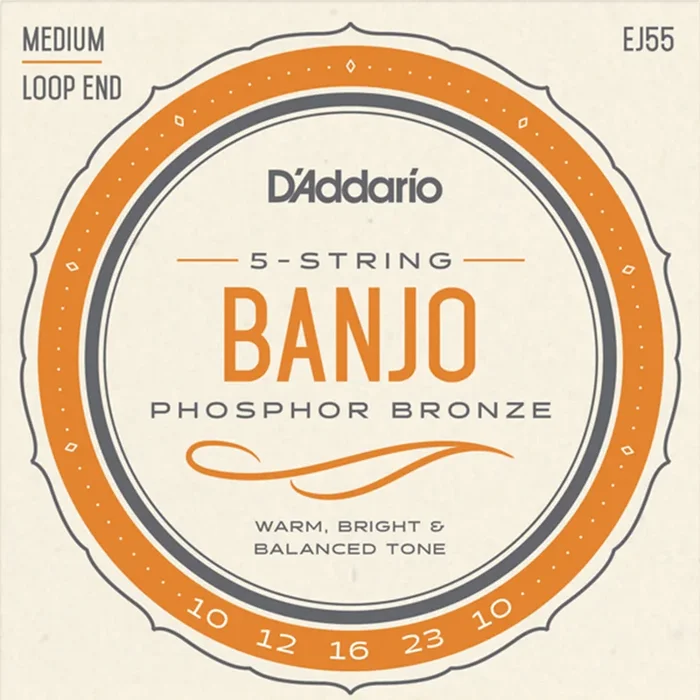 D’Addario EJ55 Phosphor Bronze 5-String Banjo String Set, Medium
