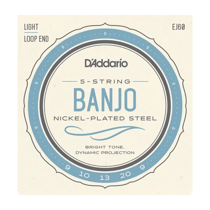 D’Addario EJ60 5-String Banjo, Nickel, Light, 9-20