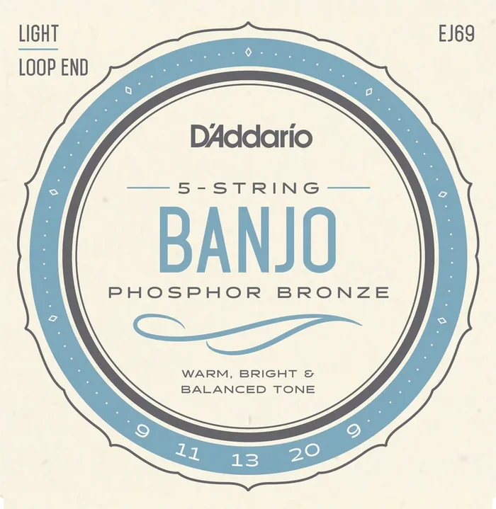 D’Addario EJ69 5-String Banjo Strings, Phosphor Bronze, Light, 9-20