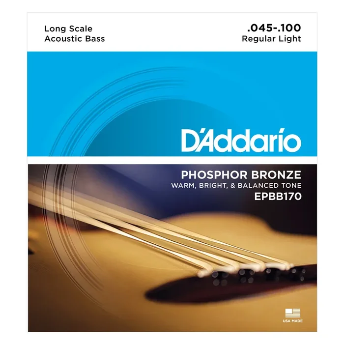 D’Addario EPBB170 Phosphor Bronze Acoustic Bass Strings, Long Scale, 45-100