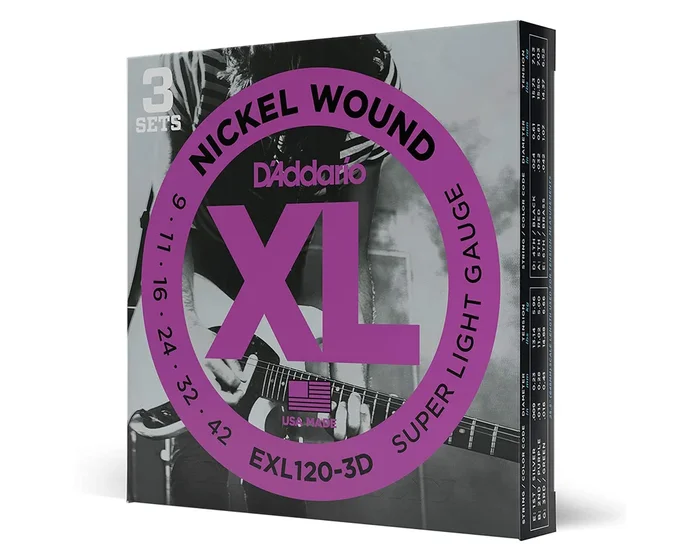 D’Addario EXL120-3D Nickel Wound Electric Guitar Strings (3 Pack)